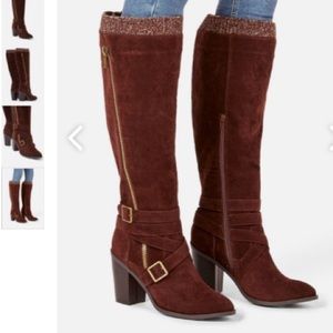 JustFab Siri Brown Faux Suede Boots